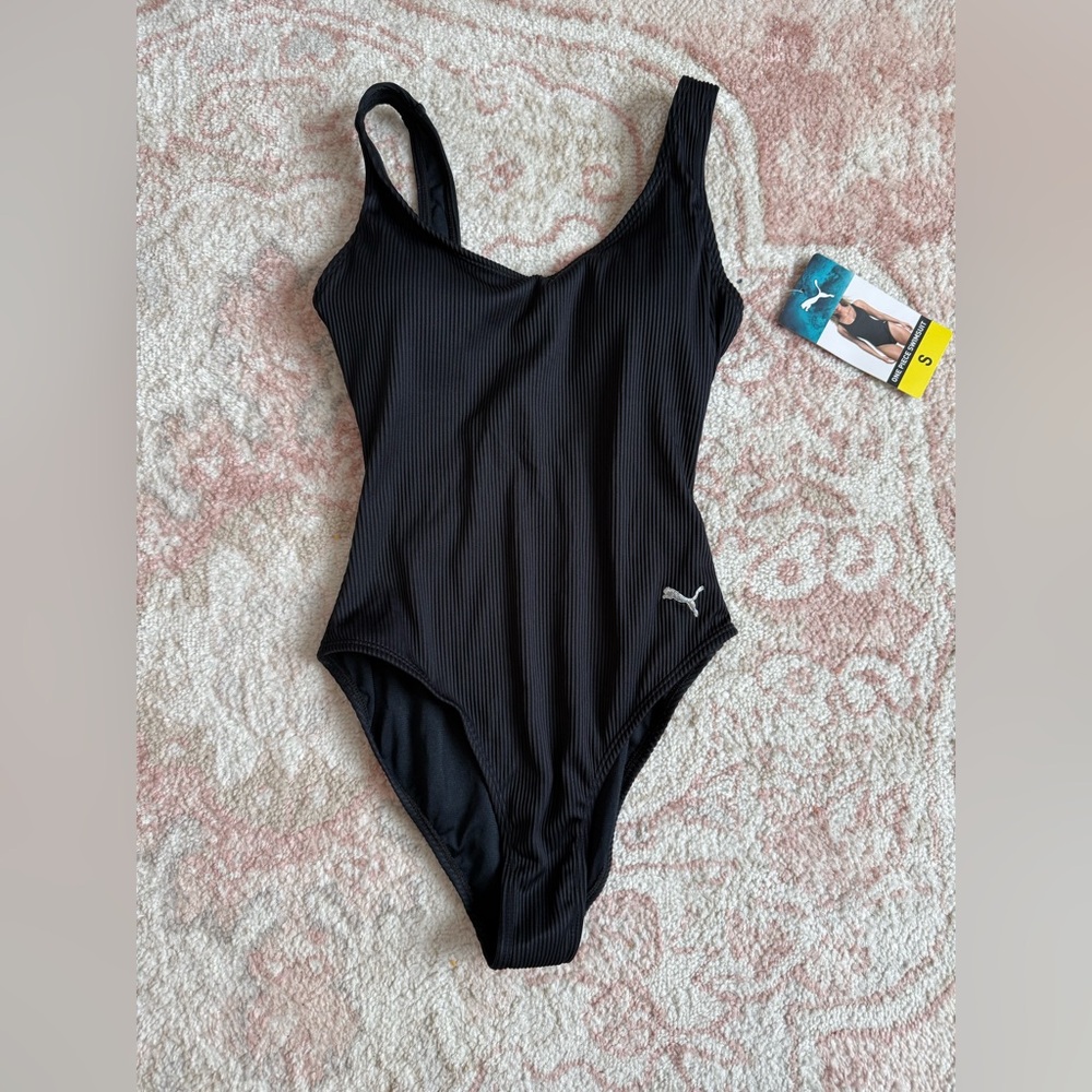 NWT Puma Black Ribbed Swimsuit
